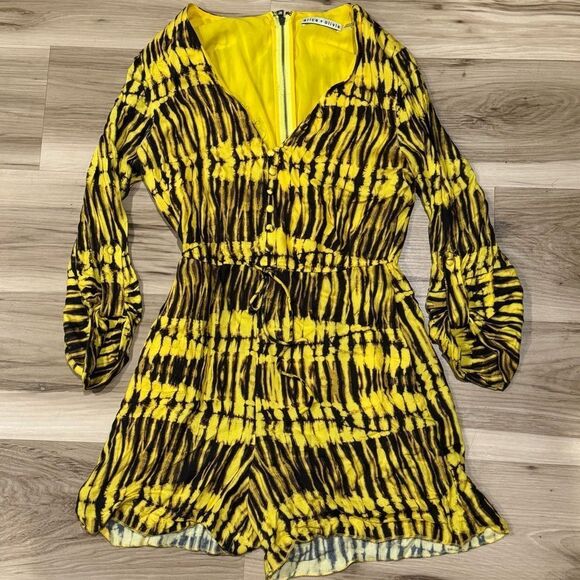 Alice + Olivia Winnie Black And Yellow Romper Women’s 2 - Picture 2 of 5